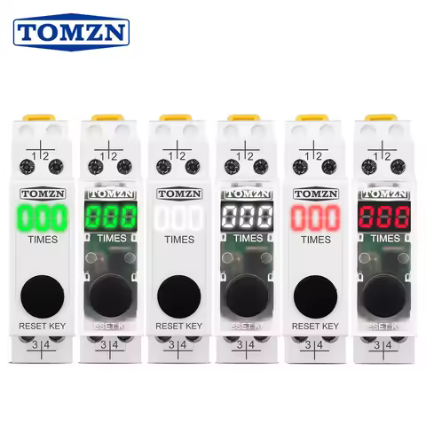 TOMZN DIN Rail LED Display SPD Lightning Strike Counter 220V 50/60Hz 0-999 Times TO-LSC