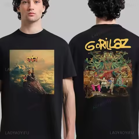 Gorillaz The Mountain Album Cover Art Two Sided T-Shirt Gorillaz Merch,articles,2026 New in Tops & T