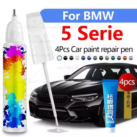 Car Paint Repair Pen For 1972-2025 BMW 5 Serie Paint Scratch Repair Accessories 4PCS White 300 Black