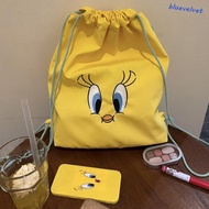 BLUEVELVET Casual Drawstring Bag, Tweety Large Capacity Yellow Bird Shoulder Bag, Fashion Lazy Style