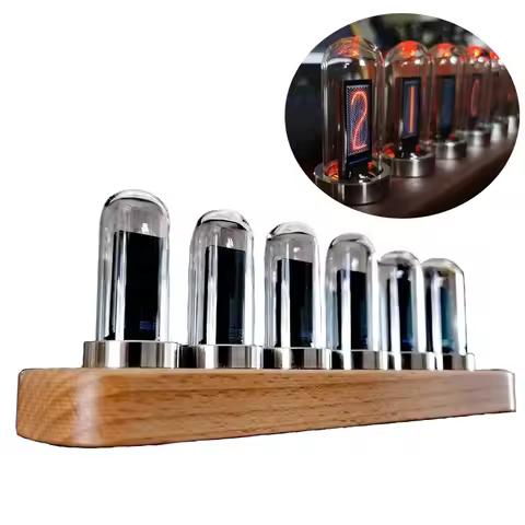 Glow Tube Desk Clock Wood Digital Bedside Ips Nixie Tube Clocks Table Bedside Desktop Watch Vintage 