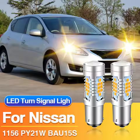 2PCS 1156 PY21W LED Turn Signal Light BAU15S Yellow Blub Canbus for Nissan Terrano D10/Cube Z12/Nava