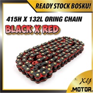 415 ORING BLACK RED CHAIN RANTAI COLOUR O-RING CHAIN 415-132L COLOURFUL LC135 Y15 SRL CHAIN