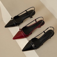 DANDT Temperament Cat Heel Hepburn Style Small Sexy Pointed Sheep Patent Leather 2023 Summer Stilett