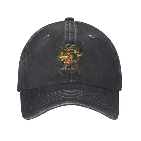 Ed-hardy Tattoo Tiger Skull Washed Denim Cap Casual Baseball Caps Adjustable Hat Summer Unisex Baseb