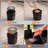 2 Sets 20 Pounds (about 9.1 kg) Particle Barrel Kit, Metal Mesh Filter and Orange Spoon, Sealed Rain