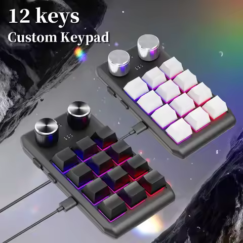 RGB Bluetooth Mechanical Keyboard 12-Key 2-Knob Macro Programming Custom Gaming Mini Button Hotswap 
