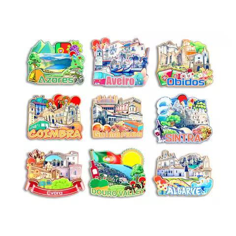 Algarve Douro Valley Eyora Sintra Coimbra Obidos Aveiro Azores Guimaraes PORTUGAL Fridge Magnet Trav