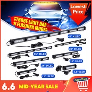 17 Flashing Modes Strobe Light Bar Amber LED Truck Car Emergency Warning Flash Strobe Light Bar Waterproof 12V 24V