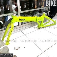 frame sepeda lipat 20 fnhon blast discbrake LIME GREEN - frame seli disc brake cakram alloy ringan n