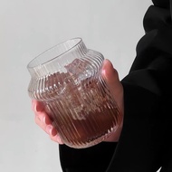 Retro Niche Striped Magic Snail Cup Iced Latte Coffee Glass Cup Iced American Drink Cup High-value D