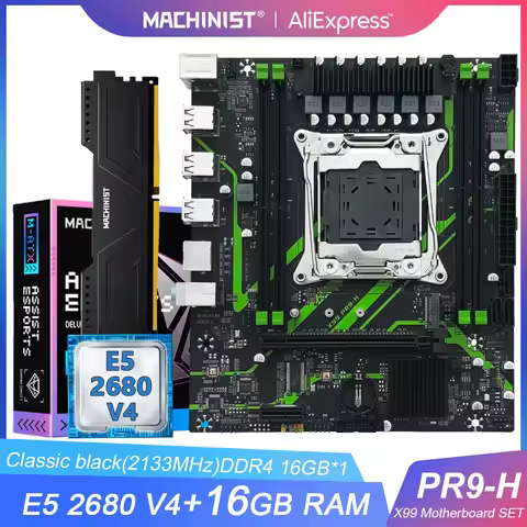 MACHINIST X99 PR9-H Motherboard Intel LGA2011-3 kit Set Xeon E5 2680 V4 CPU processor DDR4 16GB 2133