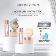 [BUY 3 GET 3] Wardah Glow Trio-Spray Serum,Collagen Moist,Glow Cushion,Powder Foundation-FREE GIFT