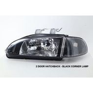 Honda Civic SR3 / SR4 EG6 EG9 92-95 Black Crystal Headlamp ( Glass ) [ 1 Pair Left & Right ]