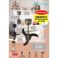 [FREE DELIVERY] BESTAR DINO 16" Designer Corner DC Ceiling fan with Remote Control