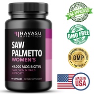 Saw Palmetto + Biotin Supplement for Women | DHT Blocker Hair Growth Vitamins for Women