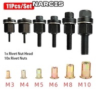 NARCIS 11Pcs/Set Hand Rivet Nut, For Rivet Nut Torch Mandrel Staple Manual Riveter Tool,  Easy Insta