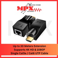 HDMI Extender 30M 4K 1080P Over Single Cat5e Cat6 RJ45 Ethernet Cable Adapter Set for TV PC Monitor