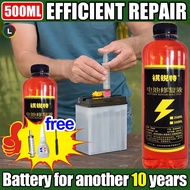 【500ml】Car battery water.Battery acid water Battery repair liquid battery acid water Serbuk bateri k