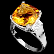 16.5ct RING ORIGINAL 925 SILVER ORAGISH YELLOW CITRINEnatural SIZE 5.25