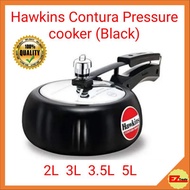 Hawkins Contura Black Hard Anodised Pressure Cooker 2L 3L 3.5L 5L