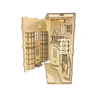 Y-TOP Original Design Wood 3D Puzzle Kids Educational Kit Street View Book Nook Assembly Dollhouse M