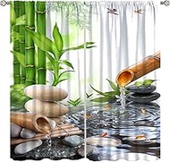 SYZWWSYX Zen Bamboo Curtains, Japanese Asian Spa Garden Zen Stone Bamboos Flower Koi Meditation Them