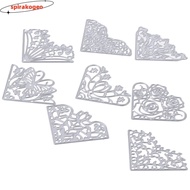 SPIRAKOGEO 8Pcs Flowers Die Cuts, Lace Corner Corner Die Cuts, Embossing Template Metal Butterfly Fl