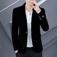 Áo Khoác Blazer Nhung Dáng Ôm Cho Nam Thanh Niên 2023 Đi Chơi Com-lê Vải Nhung