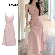 Lovito Party Plain Wrap Ball Gown Dress for Women L77ED273