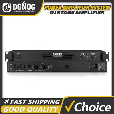 2 Channel PA/DJ Power Amplifier 1U Lightweight Amplifier 8 Ohm 200W 4 Ohm 350W Suitable for Performa