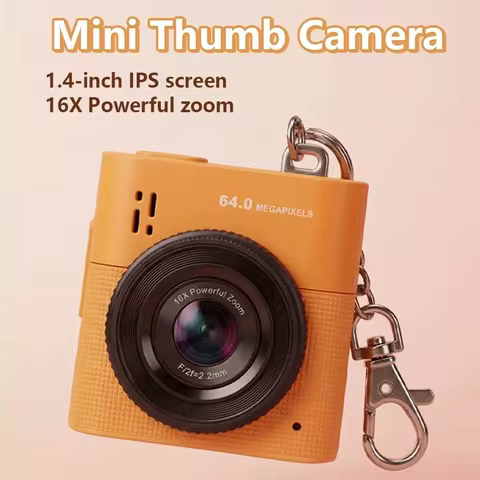 Thumb Camera 64MP 16X Zoom 1.4" IPS Screen HD Portable Mini Camera for Daily Photography Vlog