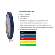 White Board Line Tape Lining Tape (3mm / 5mm / 7mm) 30 Meter