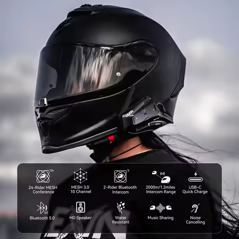 Lexin MeshCom MESH & Bluetooth Intercom For Motorcycle Helmet Headset,Mesh intercom up to 24 people 