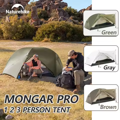 Naturehike 2025 Mongar Pro UL Base 1 2 3 Tent Camping 20D Nylon Tent Waterproof Backpacking 3 Season