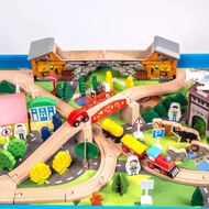 Wooden train track with table(108pcs)