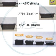 Black Rectangular Disposable Plastic Food Container [ 50sets±]  /A500 A650 A750 A1000 A1500/ Black F