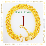 Free Cop 916 (B252GP) Emas Bangkok Adult Bracelet Curb Bangle Chain Gelang/ RantaiTangan Dewasa Bens