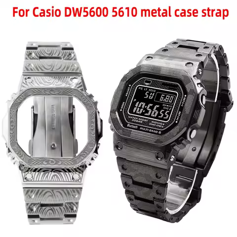 DIY Customization for Casio Watches: Stainless Steel Engraved Case + Band for Casio DW5600 GW-M5610 