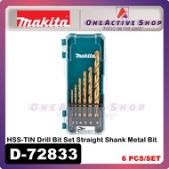 MAKITA 6 PCS HSS-TIN Drill Bit Set Straight Shank Metal Bit - D-72833