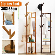 READY STOCK💥Bamboo Wooden Clothes Standing Coat Hanger Rack Rak Baju Penyangkut Baju Bedroom Clothes Rack Hanging Clothes Rack Easy to Assemble Rak Baju Almari Baju