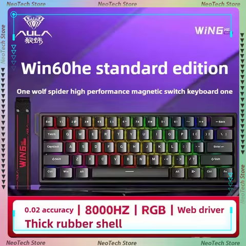 Aula Win60He Magnetic Switch Keyboard Wired Win 60 HE Mechanical Keyboard Esports Gamer Win68 Keyboa