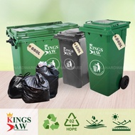 "Kingsjaw" HDPE Dustbin 120L / 240L / 660L with wheel (Green & Grey)