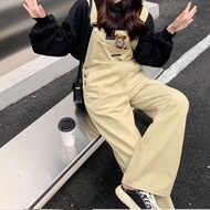 Quần Yếm Jeans Ống Rộng Quần Yếm Jeans Thêu Chữ Phong Cách_Y7