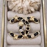 HITAM Chanel Black Gold Brooch