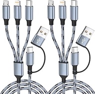 Travel Essentials Multi Charging Cable(2Pack, 5FT), 5 in 1 Charging Cables for Multiple Devices, Nyl