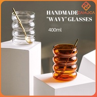 Cc 400ml Curvy Corrugated Coffee Glass Juice Cup Japanese Style Heat-resistantn