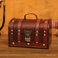 Retro Style Antique Storage Box Secret Room Escape Props Box Wooden Box Treasure Box with Lock Porta