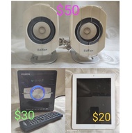 （雜項$20-$50）二手 Edifier e2100 散件迷你喇叭 揚聲器一對，時尚設計 金屬脚架，冇損 可用 音色正常，尺寸約15cm高；另一部Hyundai 微型 Hi-Fi 音響 CD盤開唔到