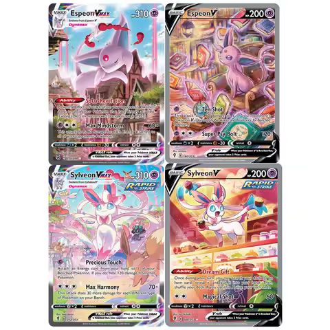 Pokemon Proxy Foil Cards 4pcs Espeon/ Sylveon VMAX Toys Hobbies Collectibles Game Collection PTCG An